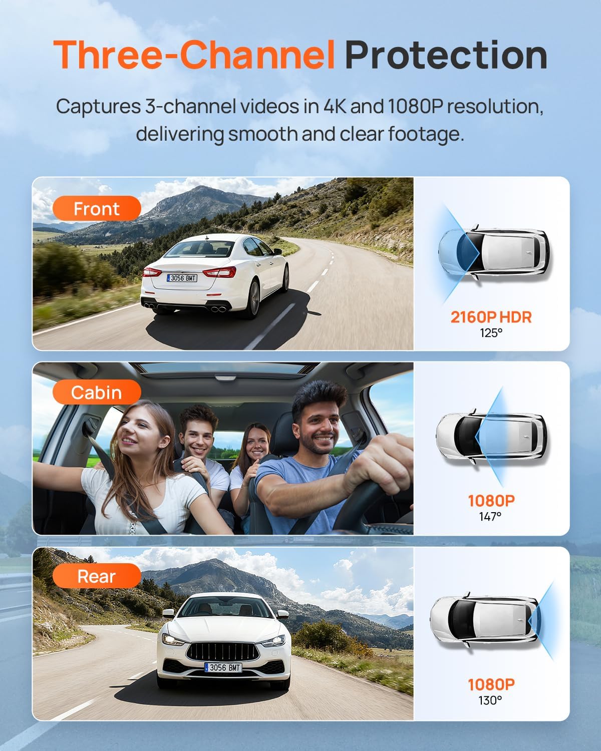 70mai T800E 3 Channel Dash Cam