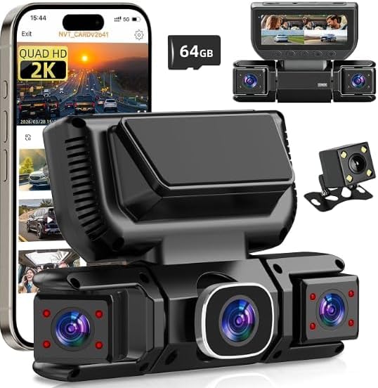 YUINWEN W6 4-Channel 360° Dash Cam with 2K Front Recording