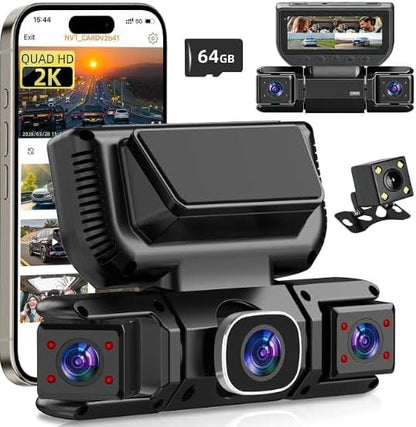 YUINWEN W6 4-Channel 360° Dash Cam with 2K Front Recording