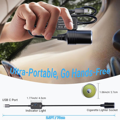 Moqidong USB-C to 12V Car Adapter