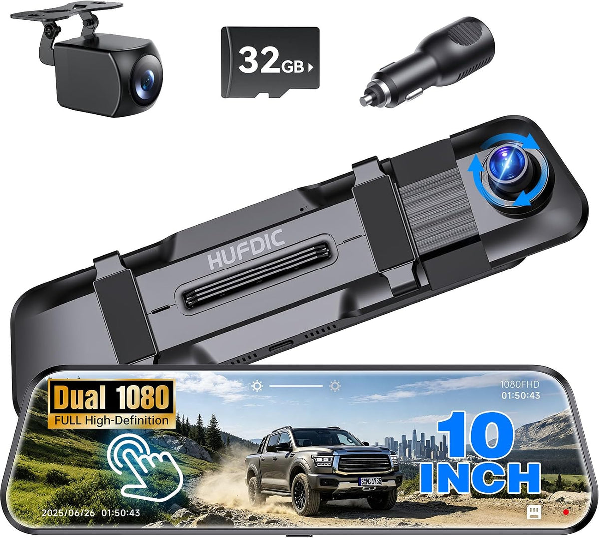 Hufdic Mirror Dash Cam