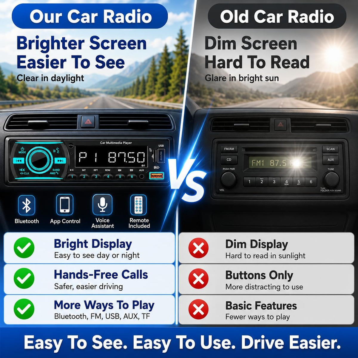 GHIOPMZ Single-DIN Car Stereo Receiver