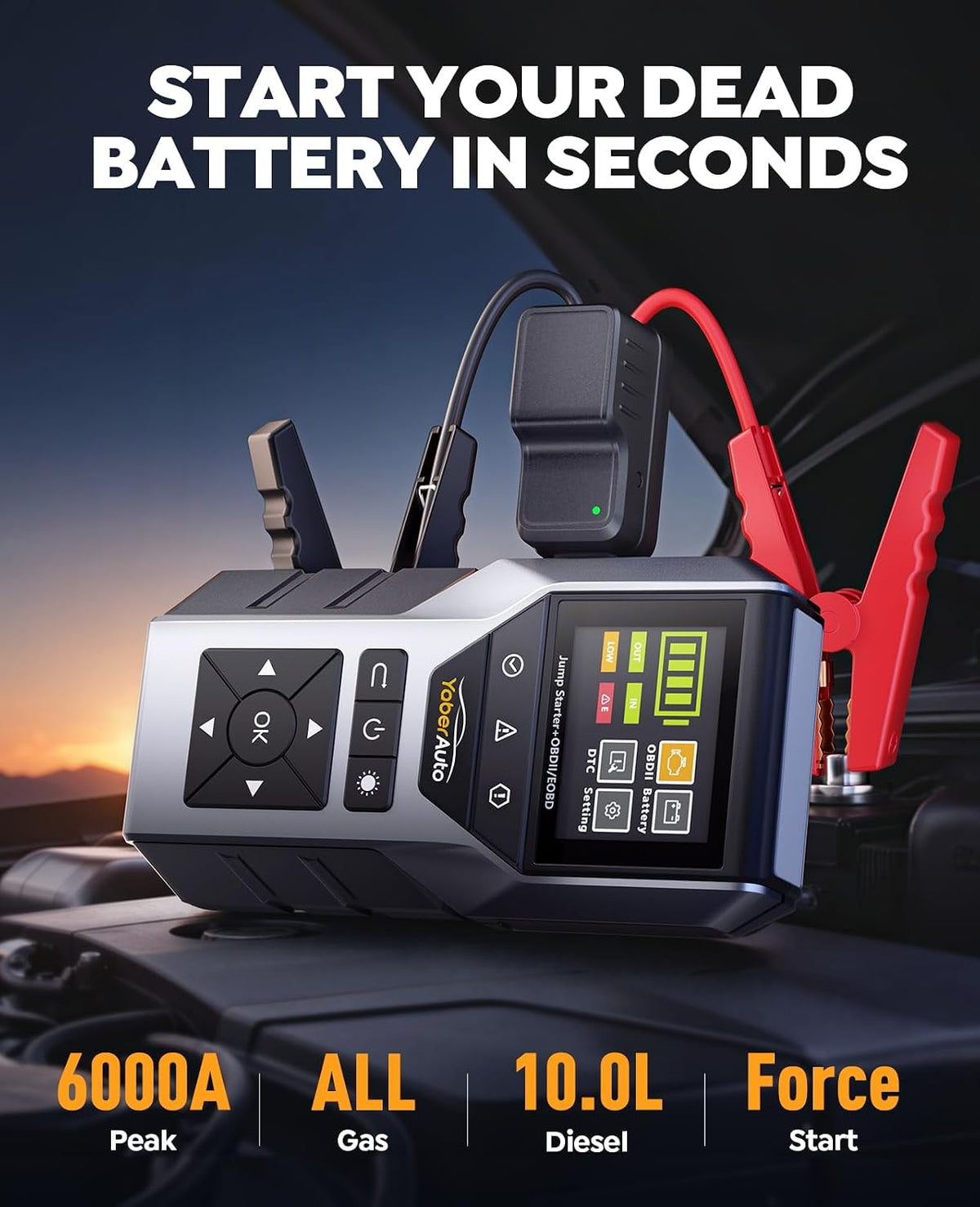 YaberAuto Jump Starter with OBD2 Scanner
