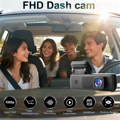 Lensalyx 1080P Dash Cam with 32GB Card