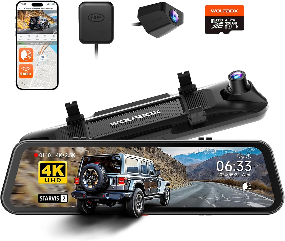 WOLFBOX Mirror Dash Cam