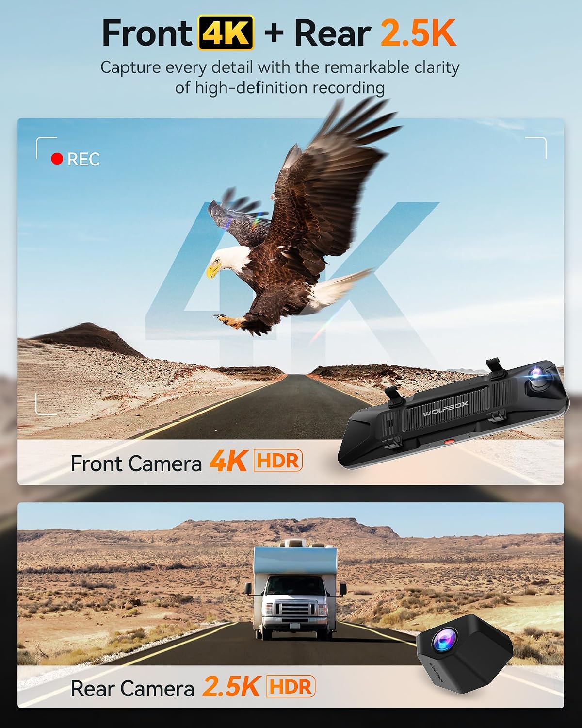 WOLFBOX Mirror Dash Cam