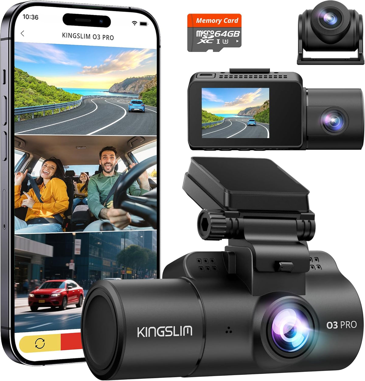 Kingslim O3 Pro 3-Channel Dash Cam