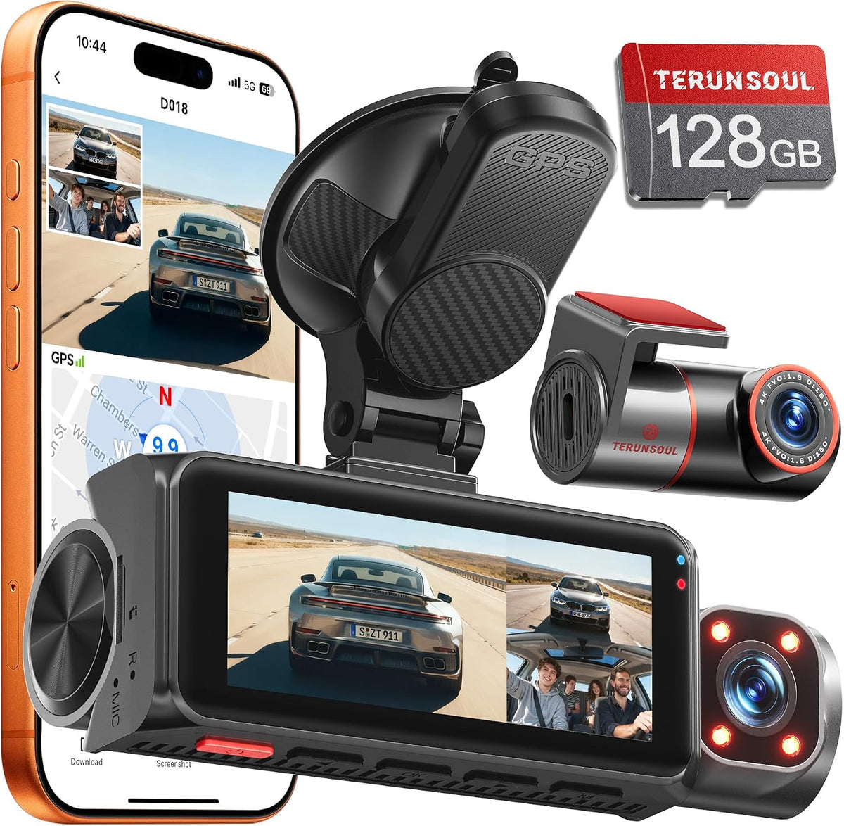 TERUNSOUl 3-Channel Dash Camera