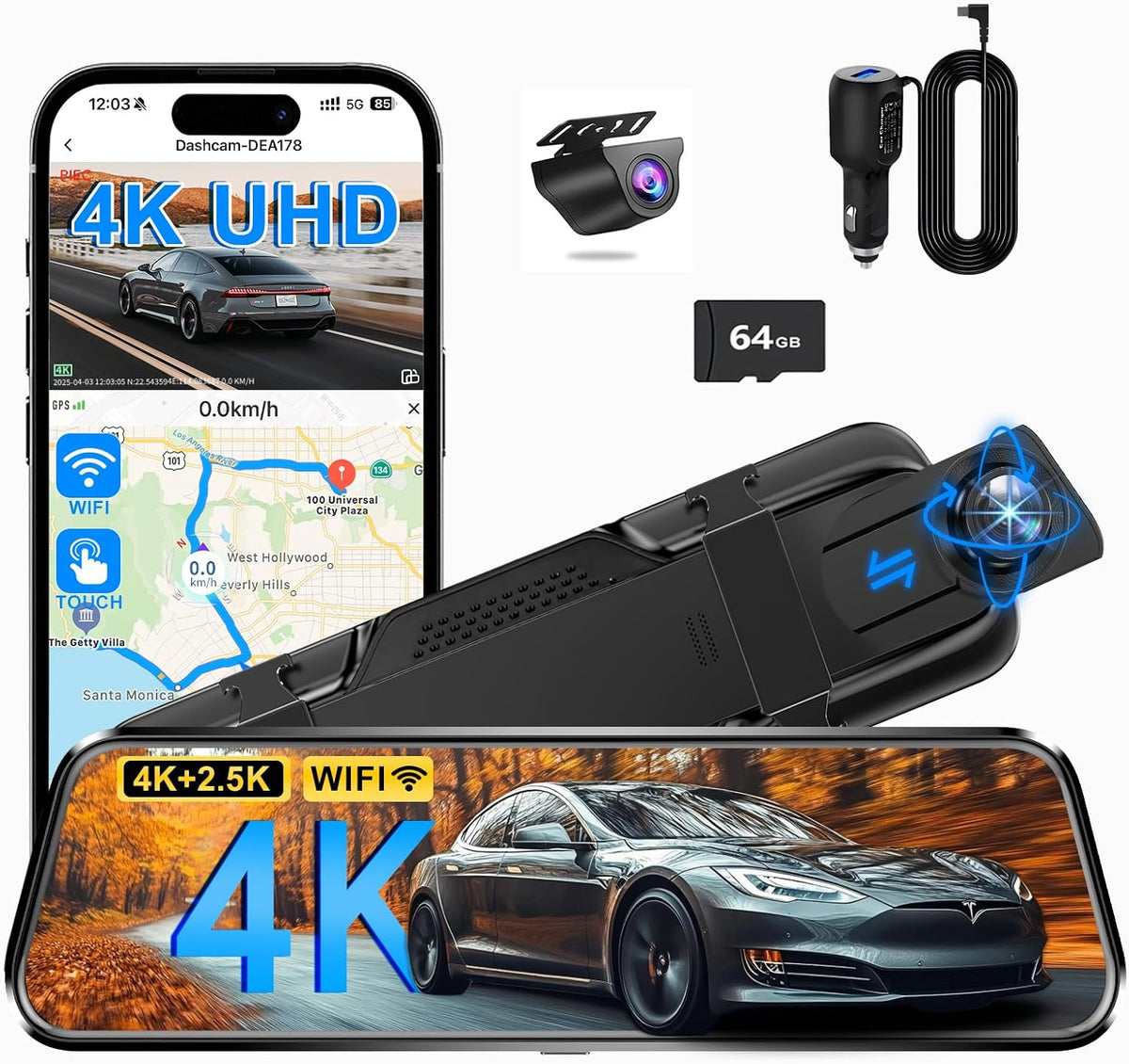 QOZ Rearview Mirror Dash Camera